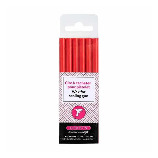 Herbin Red Wax Seal Gun Sticks – Pack Of 6 Heat-Activated Sealing Refills 1