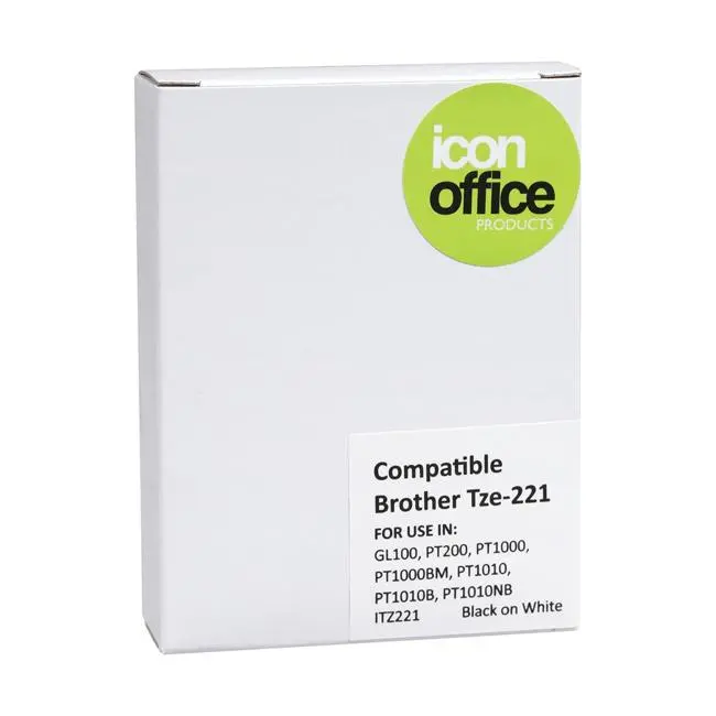 Icon 9Mm Black-On-White Tz Tape For Brother Label Printers 1