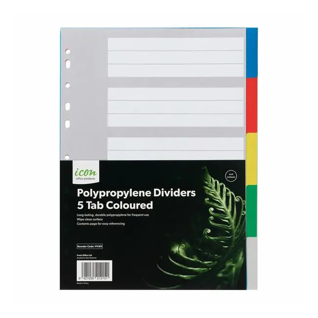 Icon Coloured Standard Pp Divider Set — 5 Tabs 1