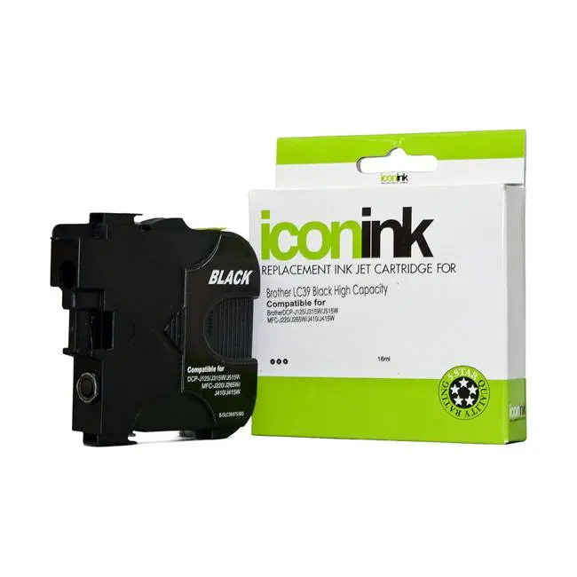 Icon-Compatible Black Ink Cartridge For Brother Lc39 Printers 1