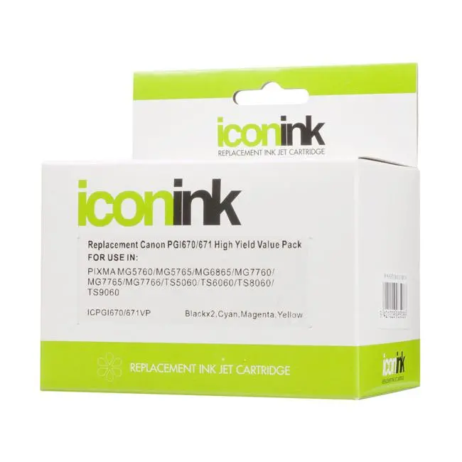Icon-Compatible Canon Pgi-670 & Cli-671 Ink Value Pack (Black, Cyan, Magenta, Yellow) 1