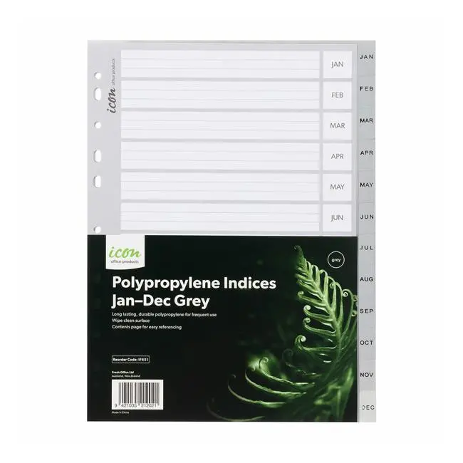 Icon Grey Pp Alphabetical Index Dividers (Jan–Dec) 1