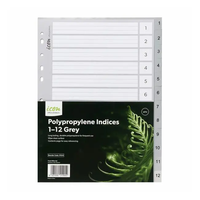 Icon Grey Pp Numerical Index Dividers (1–12) 1