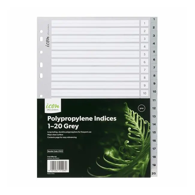 Icon Grey Pp Numerical Index Dividers (1–20) 1