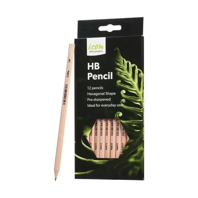 Icon Hb Graphite Pencil – Hexagonal Shape, Natural Finish (12-Pack) 1