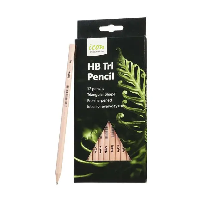 Icon Hb Graphite Pencil – Triangular Shape, Natural Finish (12-Pack) 1