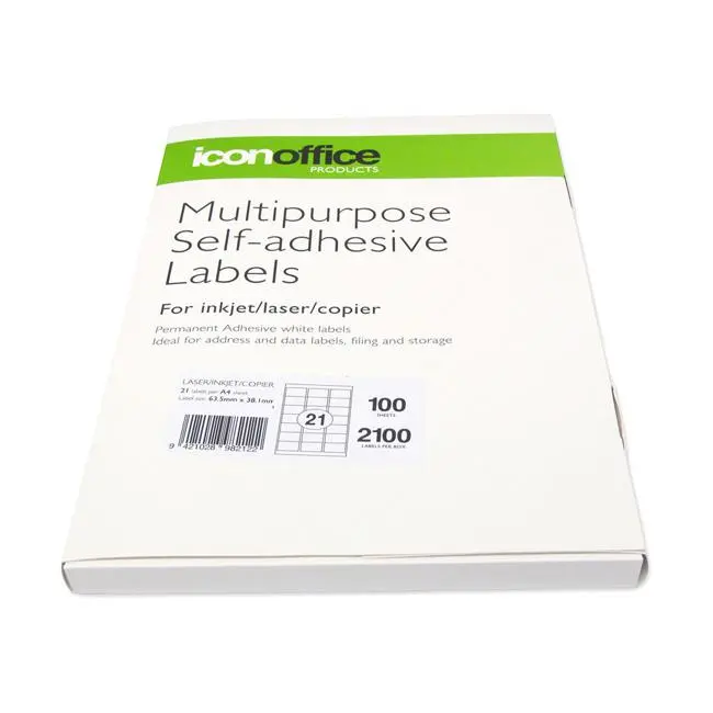Icon Multipurpose Label Sheets – 63.5×38.1 Mm, 21 Labels Per Sheet 1