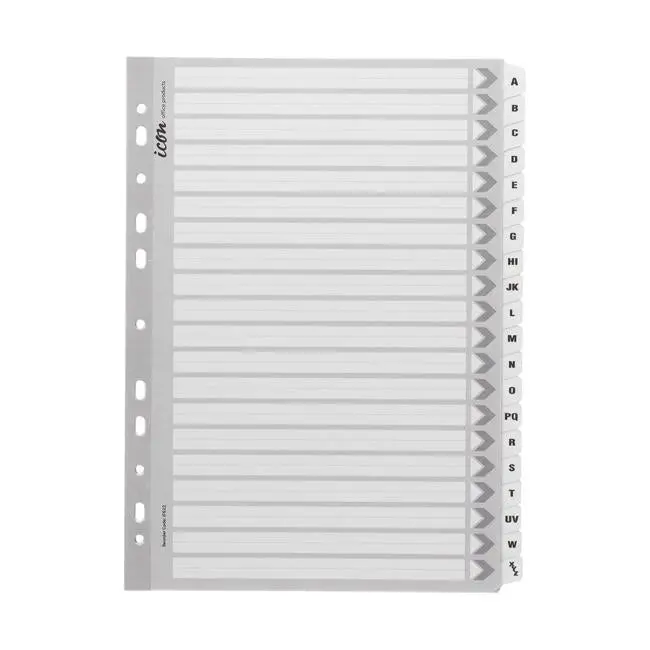 Icon Reinforced Cardboard A–Z Index Dividers — White 1