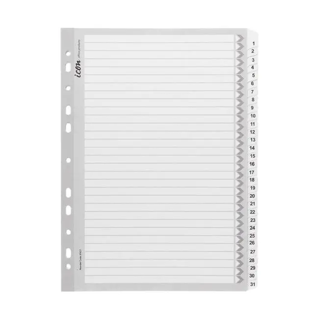 Icon Reinforced Cardboard Date Index Dividers — 1–31, White 1