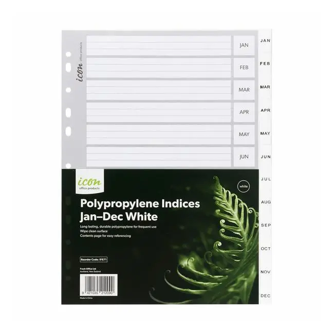 Icon White Pp Alphabetical Index Dividers (Jan–Dec) 1