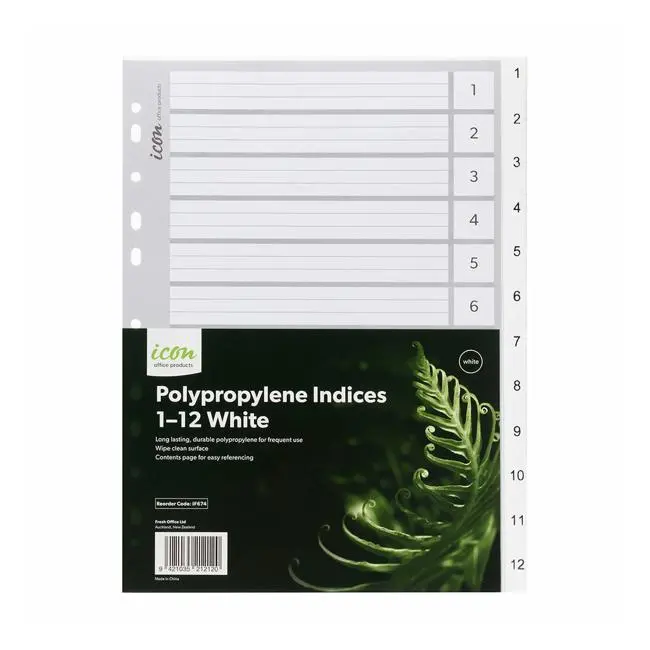 Icon White Pp Numerical Index Dividers (1–12) 1