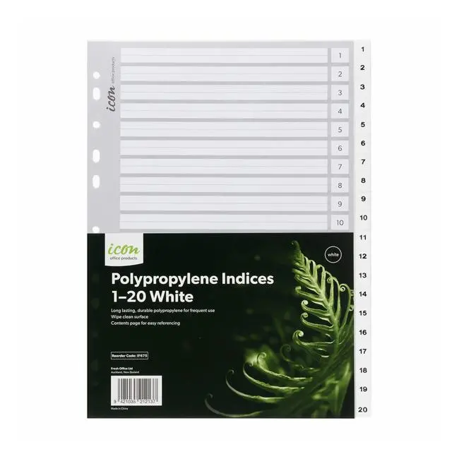 Icon White Pp Numerical Index Dividers (1–20) 1