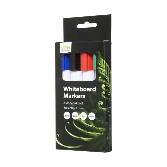 Icon Whiteboard Marker – Bullet Tip, Assorted Colors (4-Pack) 1