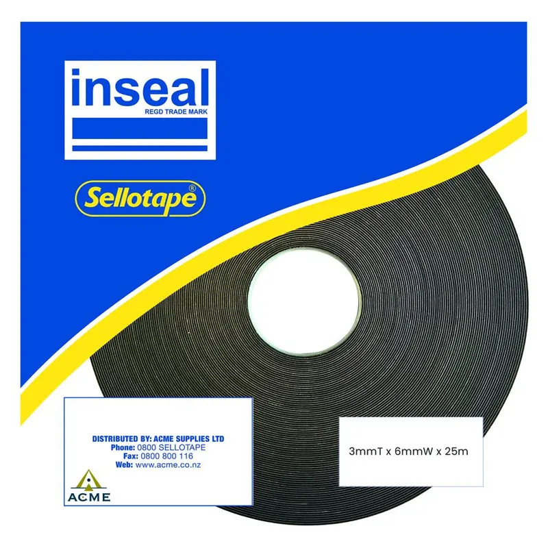 Inseal Foam Seal Tape – 3Mm Thick × 6Mm Wide × 25M Roll, Black (1467449) 1