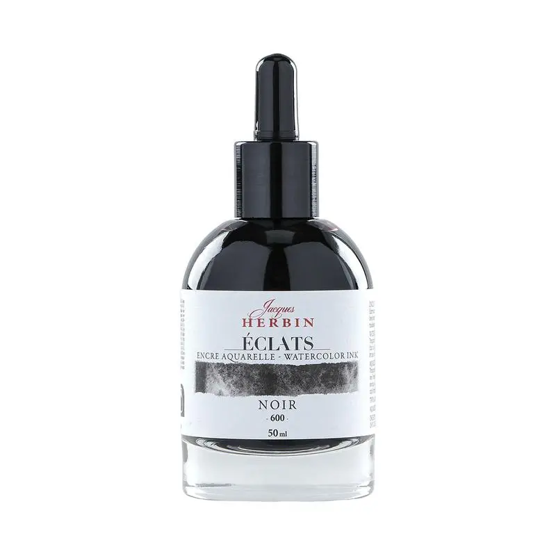 Jacques Herbin 600 Black Watercolour Ink, 50Ml Bottle, C16600T 1