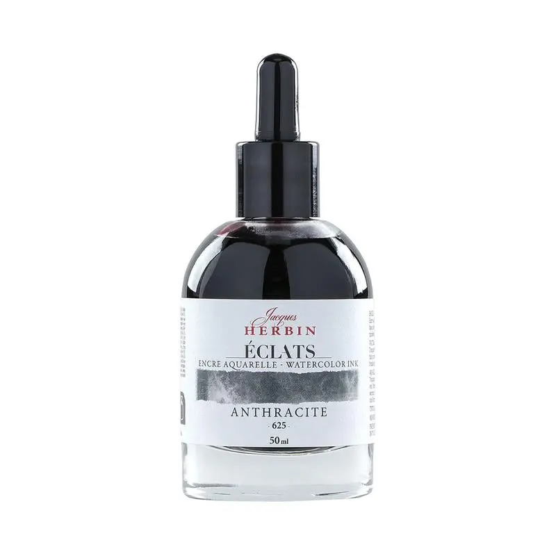 Jacques Herbin Anthracite Watercolour Ink – 50Ml Bottle, Rich Neutral Shade 1