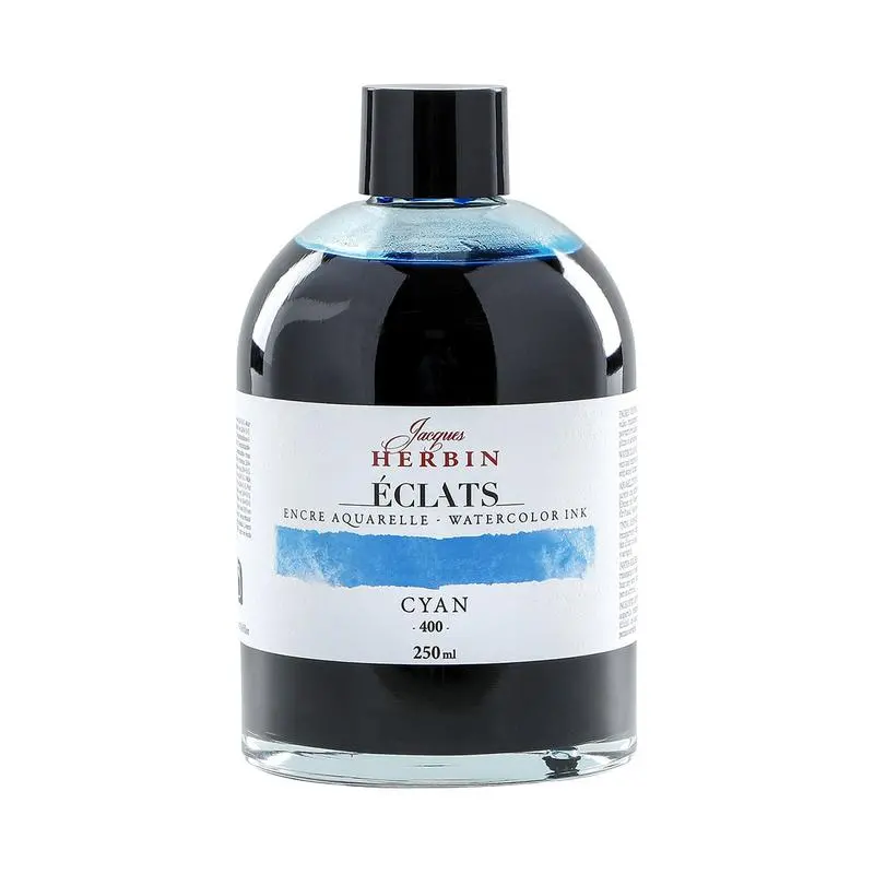 Jacques Herbin Cyan Watercolour Ink – 250 Ml Large-Format Professional Liquid Pigment 1