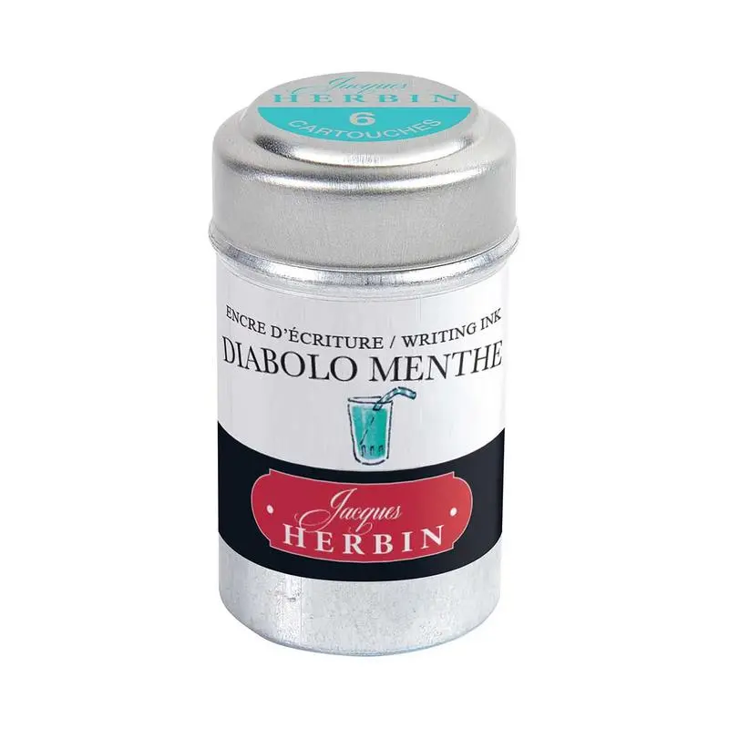 Jacques Herbin Diabolo Menthe Fountain Pen Ink Cartridges – Set Of 6 1