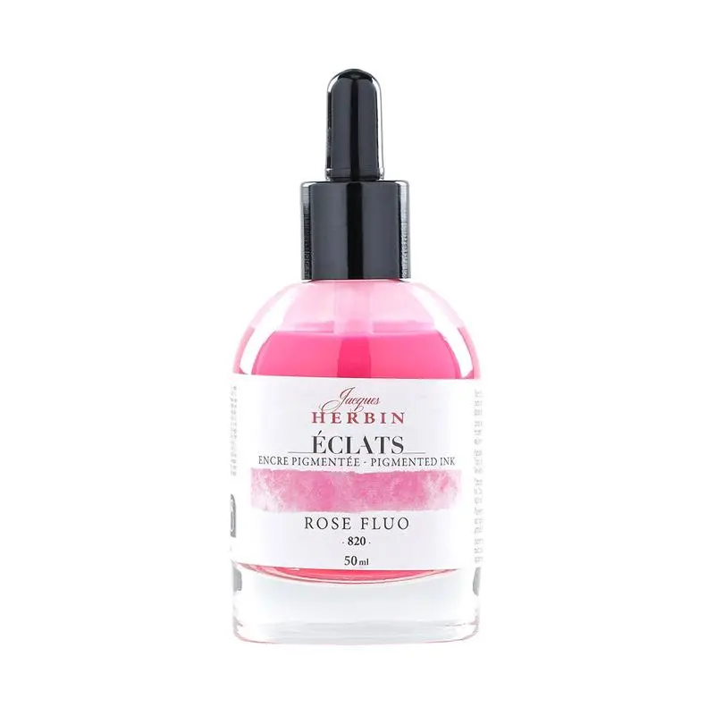 Jacques Herbin Fluorescent Pink Pigmented Fountain Pen Ink, 50Ml Bottle 1