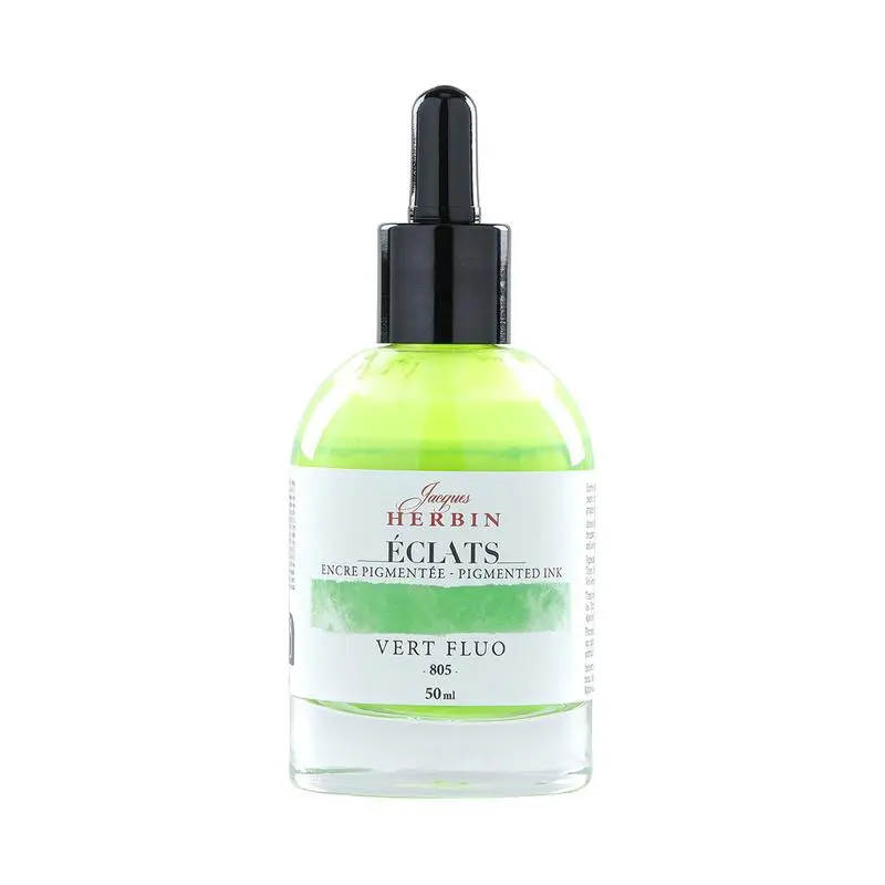 Jacques Herbin Pigmented Fountain Pen Ink – Fluoro Green (50 Ml), Waterproof & Vibrant 1