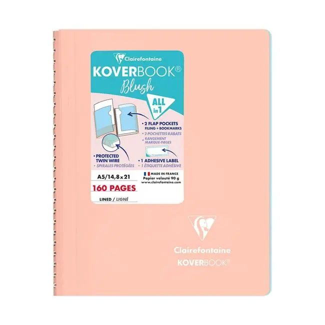 Koverbook Blush Spiral A5 Lined Notebook In Coral 1