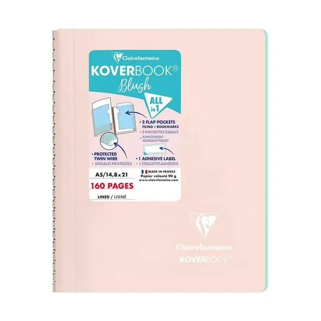 Koverbook Blush Spiral A5 Lined Notebook In Powder Pink 1