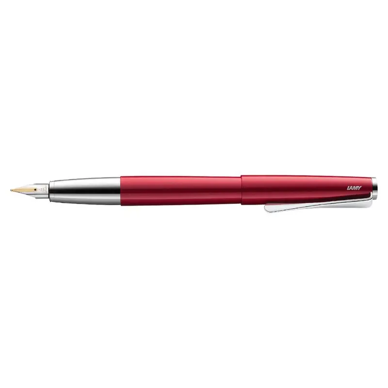 Lamy Studio Fountain Pen – Glossy Red Body, 14Kt Gold Medium Nib (1000910) 1
