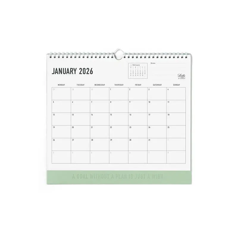 Letts 2026 Conscious Wall Calendar – Sage Green, Eco-Conscious Design (300 × 270Mm) 1