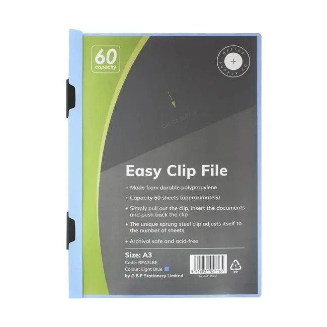 Light Blue Clip Easy File For A3 (60-Sheet Capacity) By Osc 1