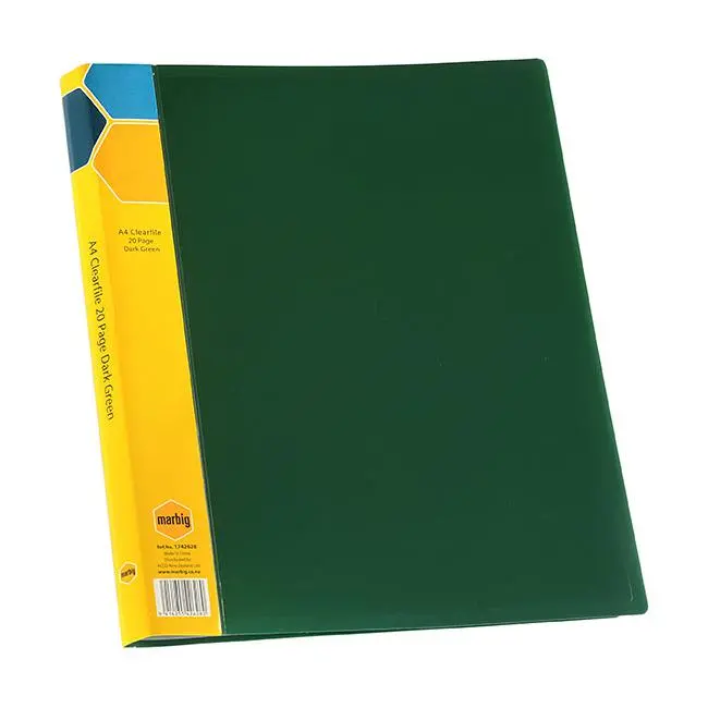 Marbig A4 Dark Green Display Book – 20-Page Lay-Flat Design 1