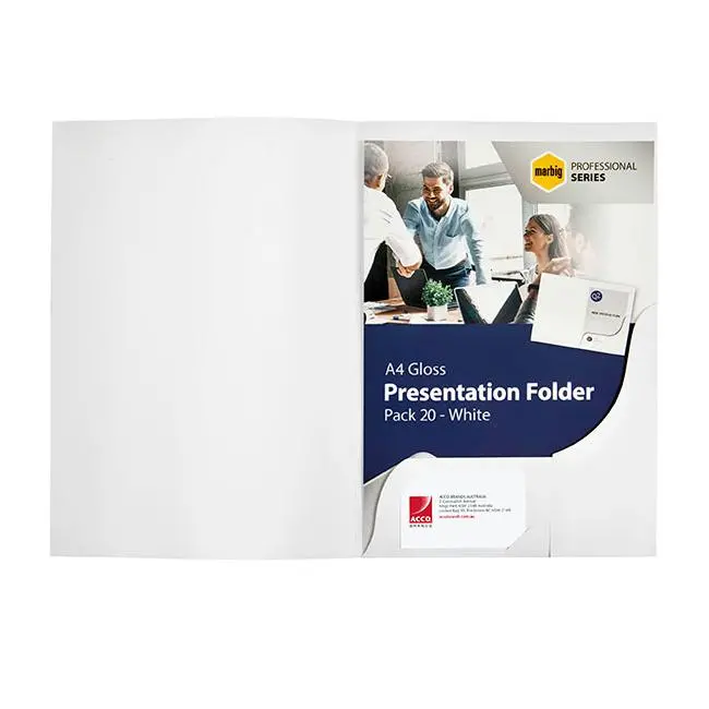 Marbig Glossy White A4 Presentation Folders – Premium Pack Of 20 1