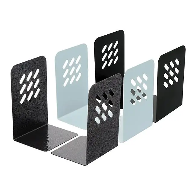 Marbig Pair Of Sleek Black Metal Bookends 1