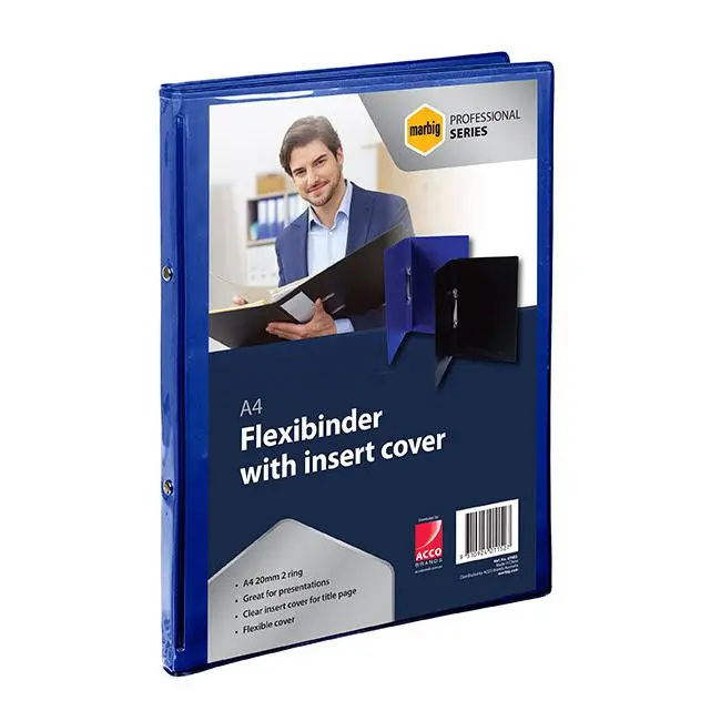 Marbig Professional Flexibinder – A4, 20Mm, 2-Ring, Clear Frosted Blue Cover 1