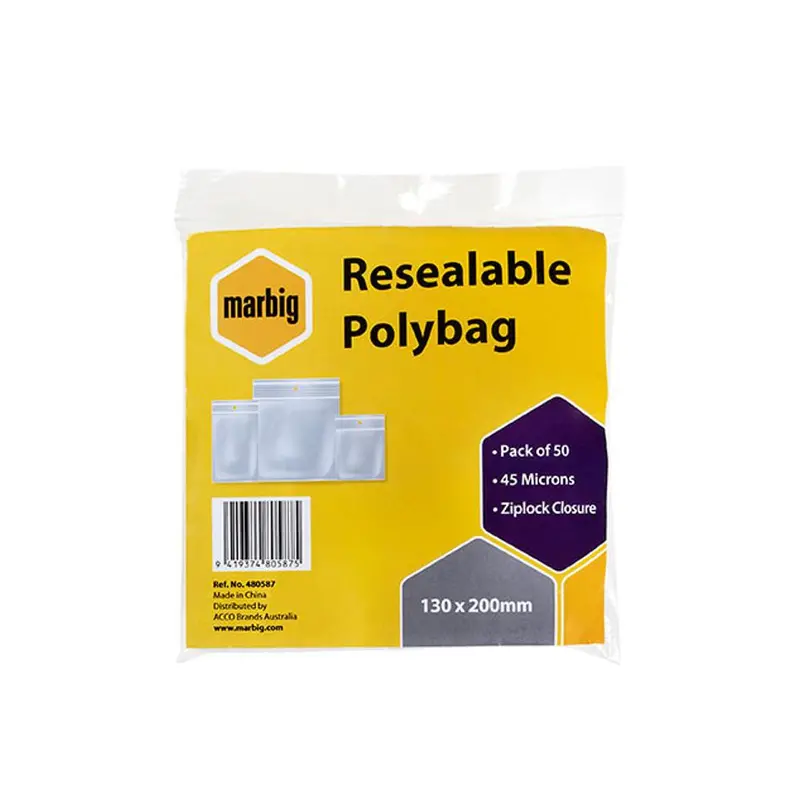 Marbig Resealable Polybags – 130 × 200 Mm (Pack Of 50) 1