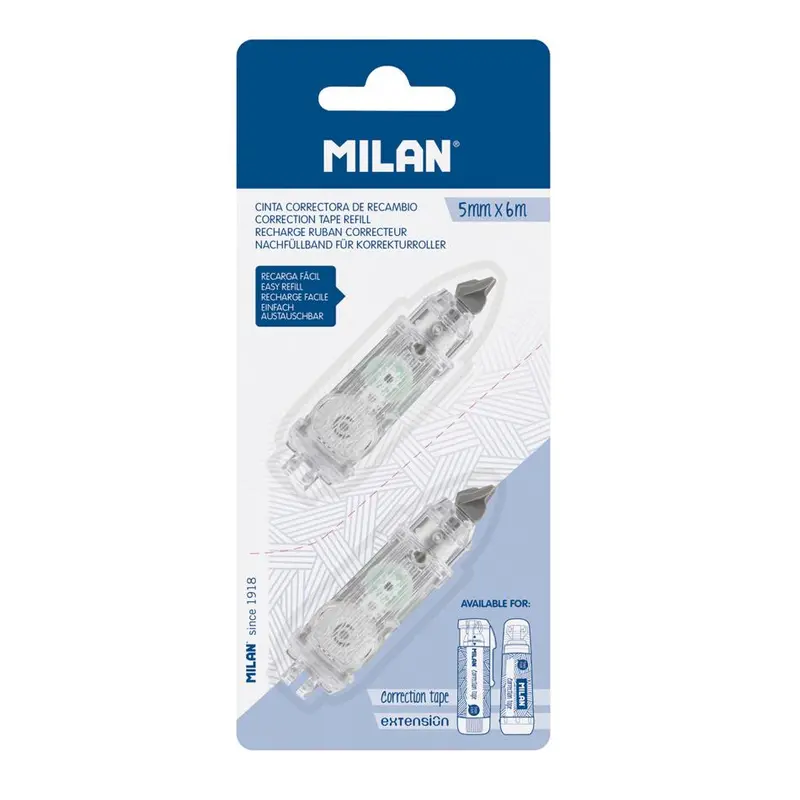Milan 5Mm X 6M Correction Tape Refills – 2-Pack (Model 1000798) 1