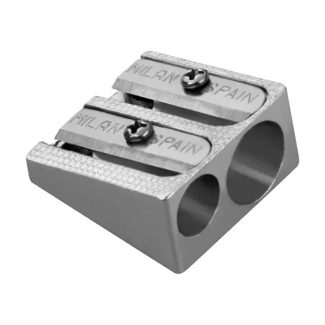 Milan Aluminium Double-Hole Pencil Sharpener – Compact & Durable 1