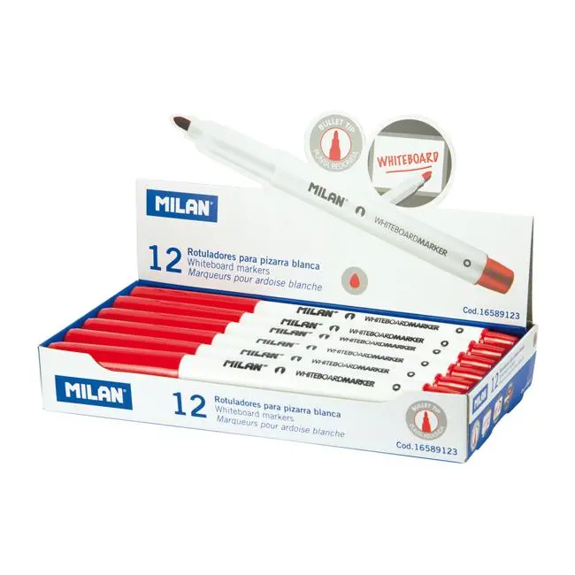 Milan Fine-Tip Whiteboard Marker – 3.7Mm Bullet Point, Red Ink 1