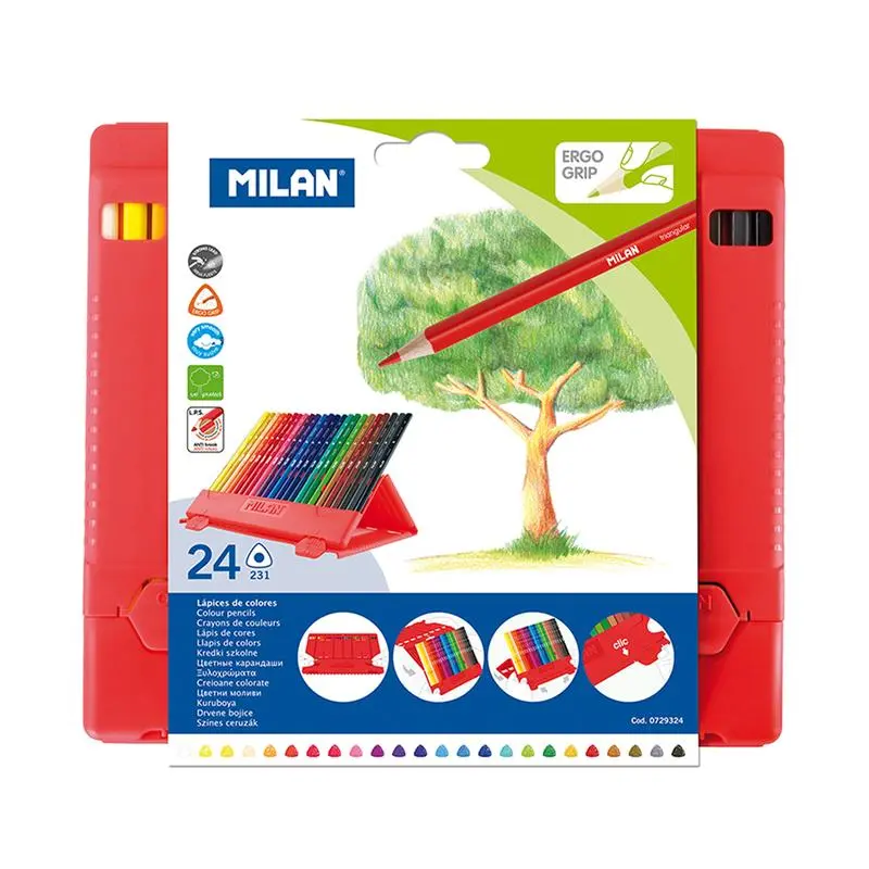 Milan Triangular Ergonomic Colored Pencils – 24-Piece Assortment 1