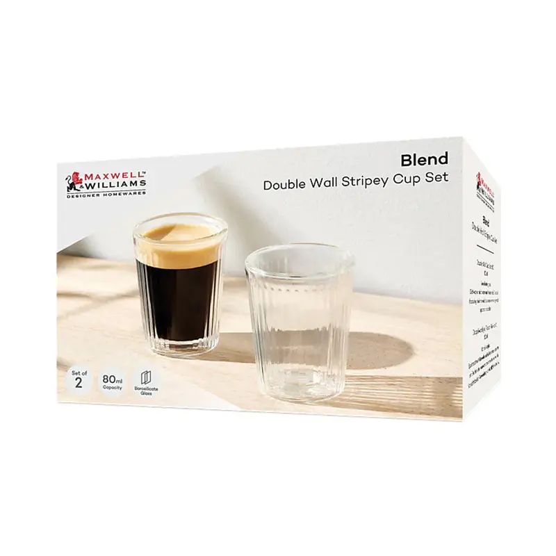 Mw Blend Stripe Double-Wall Travel Mug Set – 360Ml (2-Pack), Gift-Boxed 1