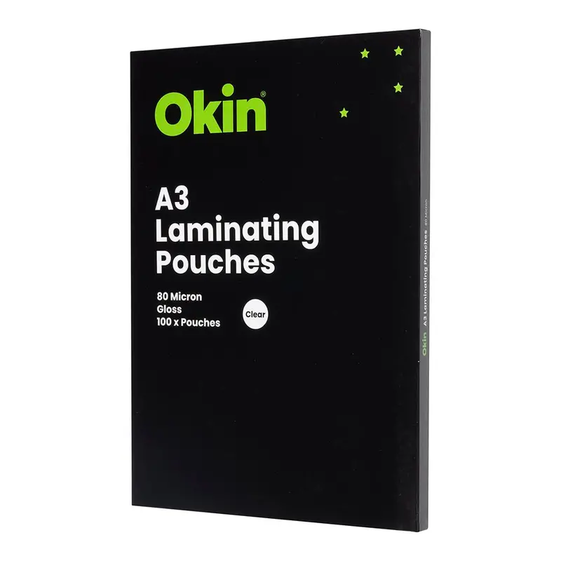 Okin A3 Gloss Laminating Pouches – 80 Micron, Pack Of 100 1