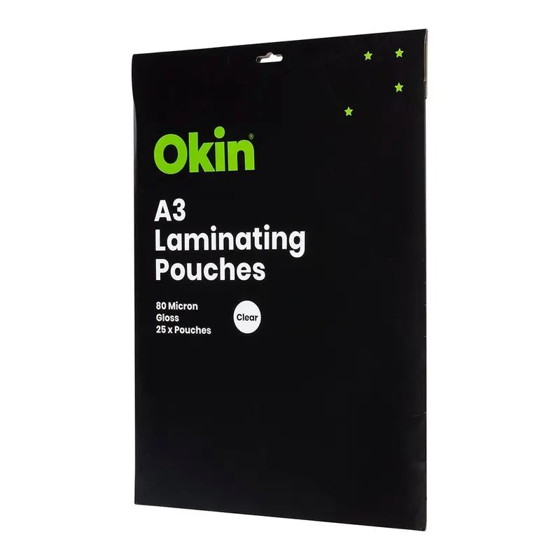 Okin A3 Gloss Laminating Pouches – 80 Micron, Pack Of 25 1