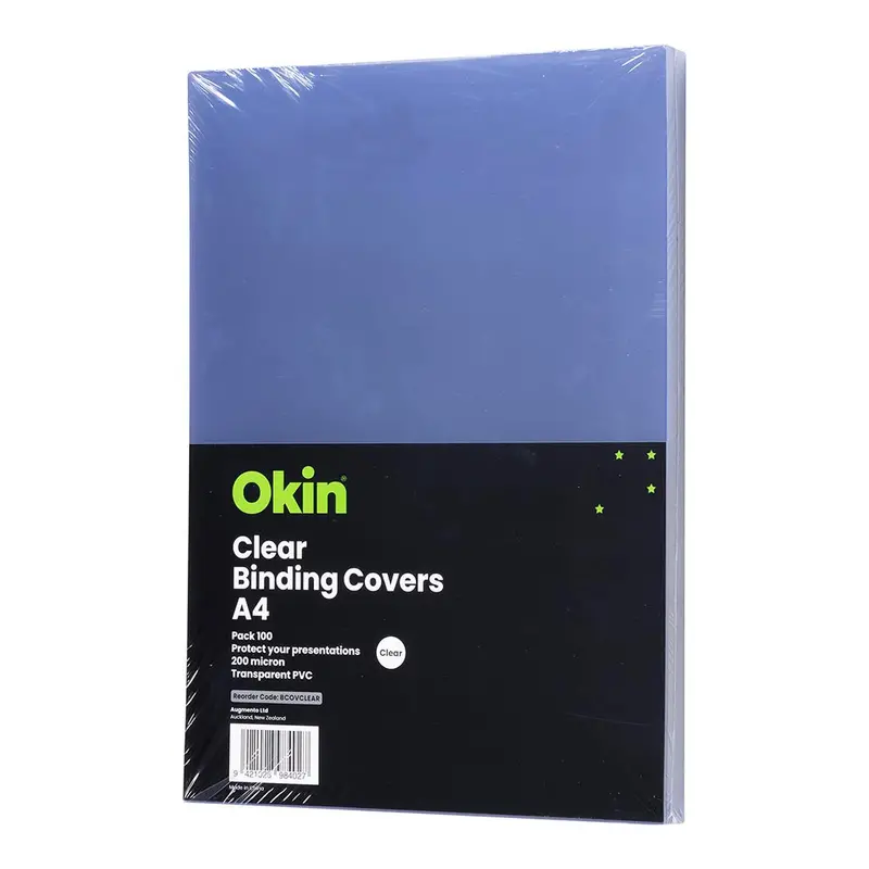 Okin A4 Clear Binding Covers – 200 Micron, Pack Of 100 1