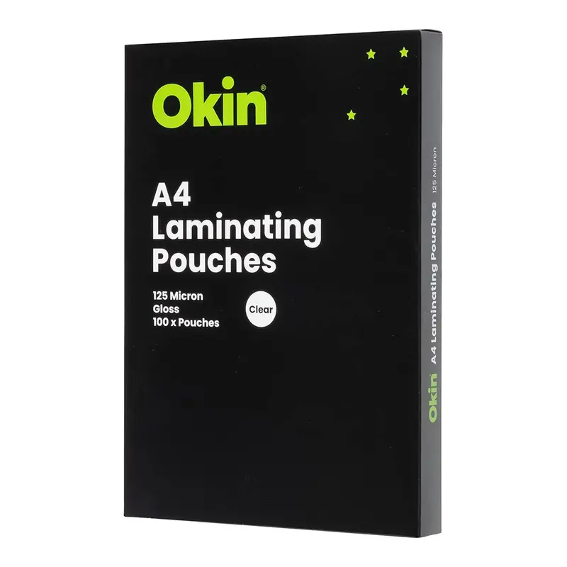 Okin A4 Gloss Laminating Pouches – 125 Micron, Pack Of 100 1