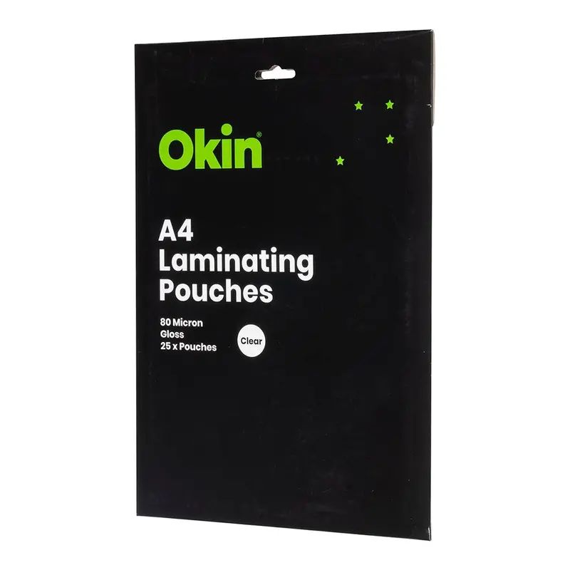 Okin A4 Gloss Laminating Pouches – 80 Micron, Pack Of 25 1