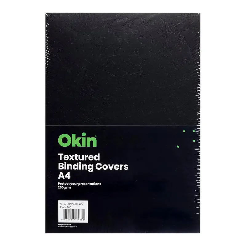 Okin A4 Thermal Covers – 250Gsm Black, Pack Of 100 1