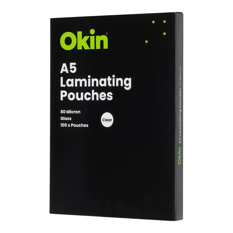 Okin A5 Gloss Laminating Pouches – 80 Micron, Pack Of 100 1
