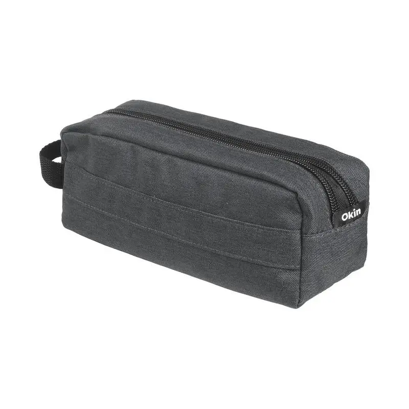 Okin Barrel-Style Pencil Case – Dual-Zip, Dark Grey, 22×8×8Cm (Pc-2Zipgy) 1