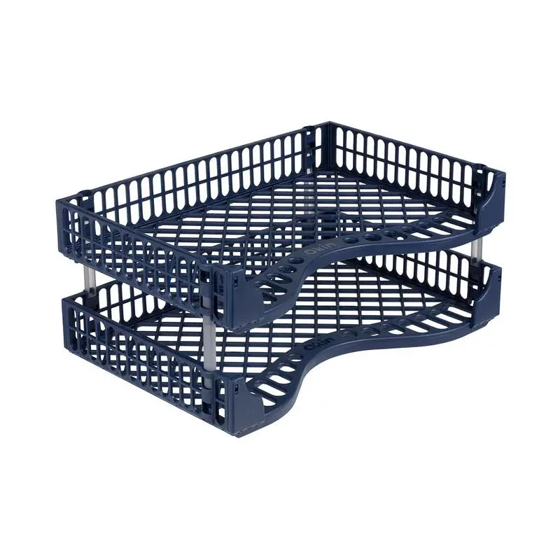 Okin Blue Stackable Document Tray Set – Two-Tier Desktop Organizer 1