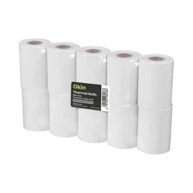 Okin Bpa-Free Thermal Receipt Paper – 57×47Mm Roll, Pack Of 10 1