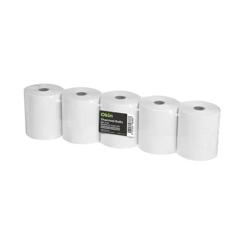 Okin Bpa-Free Thermal Receipt Paper Rolls – 80 × 60 Mm, 5-Pack 1